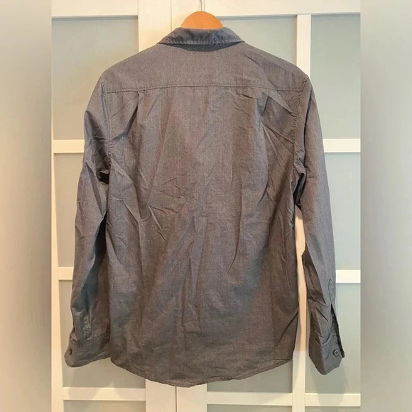 Retrofit Cotton Blend Collared Button Down Long Sleeve Gray Shirt Men’s M NWOT - Picture 7 of 10